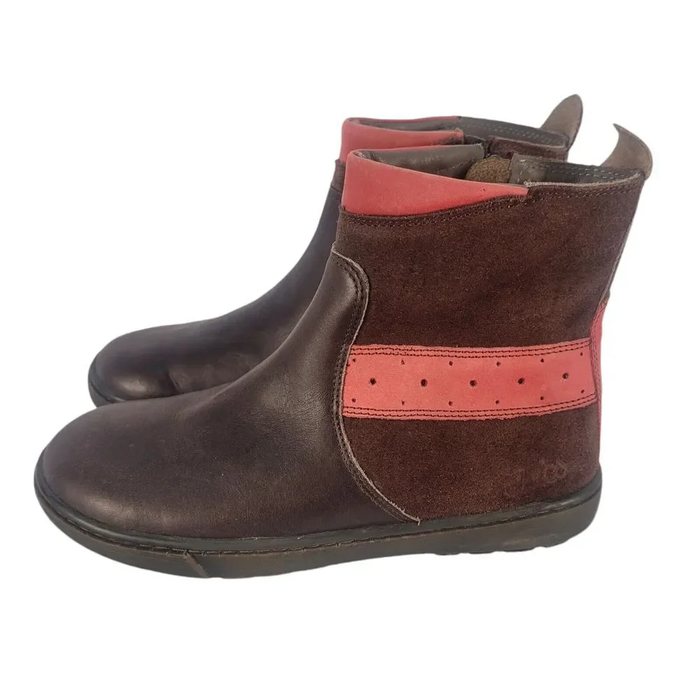 Aster Boys Boots Brown Red Leather‎ Nubuck\Leather Size 34 US 3.5 Made in France
